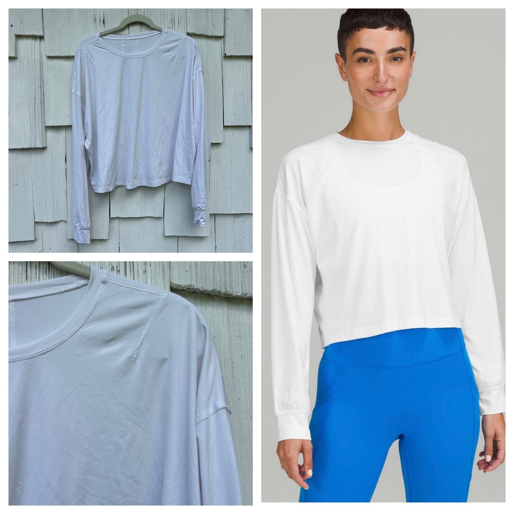 Lululemon White Abrasion-Resistant Training Long Sleeve Shirt Size 16 W3FP3S